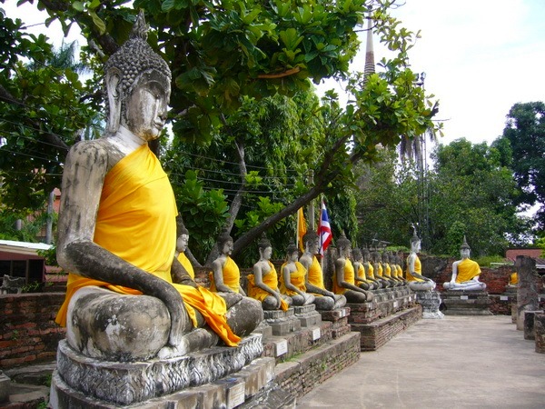 ワット・ヤイ・チャイ・モンコンに並ぶ仏像