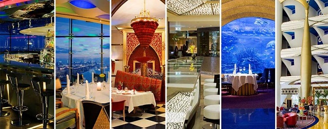 豪華ディナーを7つ星ホテル「バージ・アル・アラブ」で