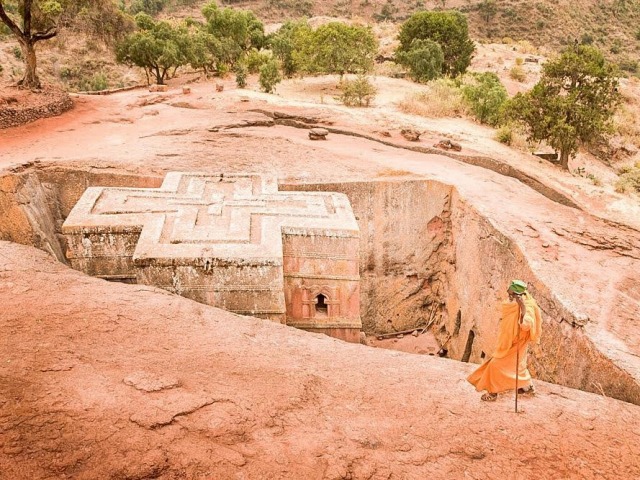 世界遺産、ラリベラの岩窟教会群で有名なギョルギス聖堂